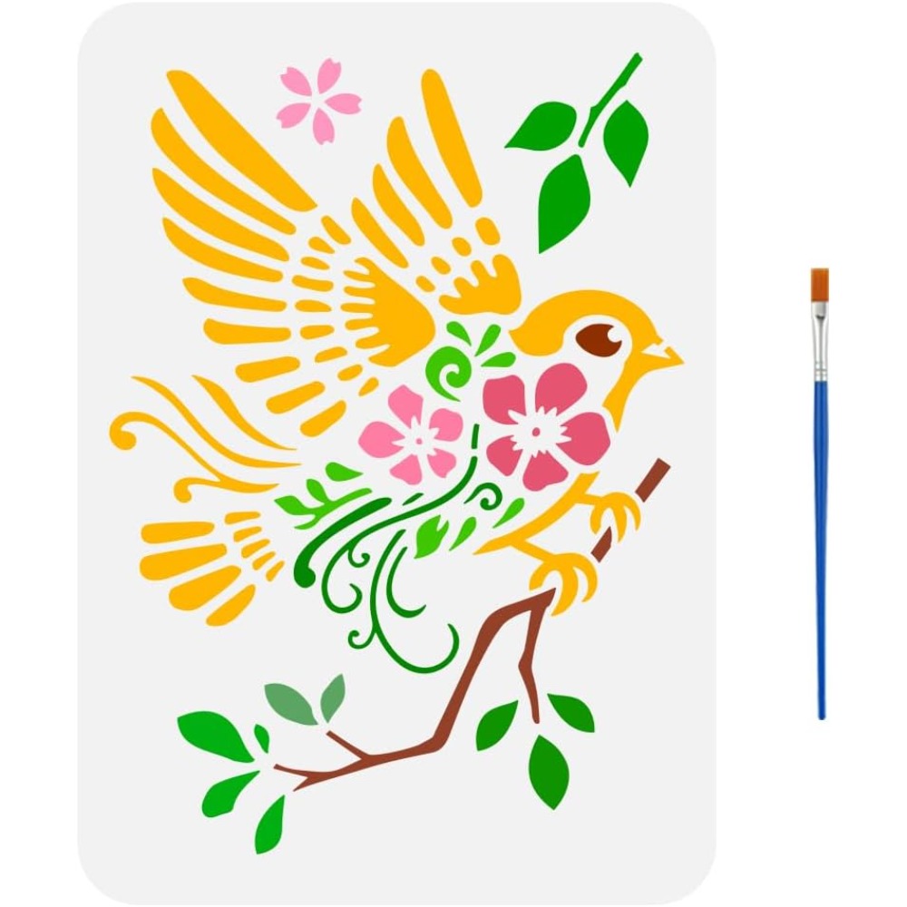 Paint Brush - Plantilla de dibujo de gorriones en