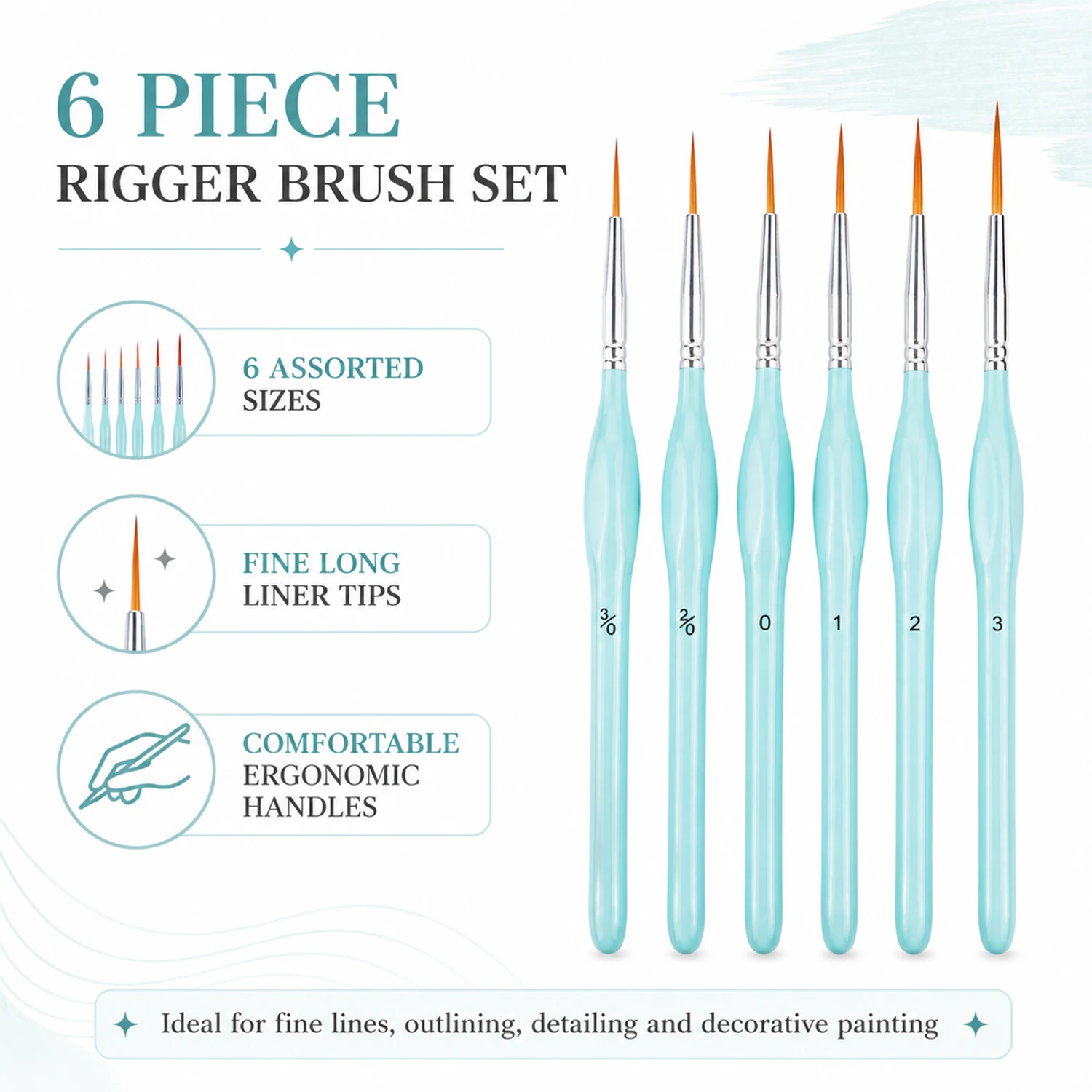 Paint Brush - Juego de 6 pinceles de pintura