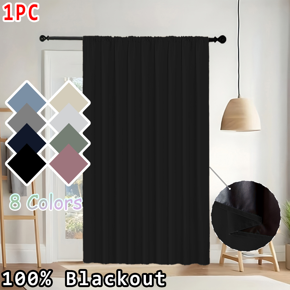 1 Pieza de Cortina Opaca 100%  - Curtain Rods reseña y precio
