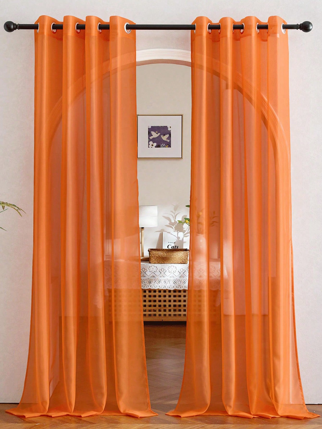 1 cortina elegante de organza  - Curtain Rods reseña y precio